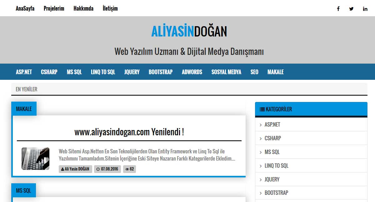 Web Sitemiz Yenilendi | aliyasindogan.com